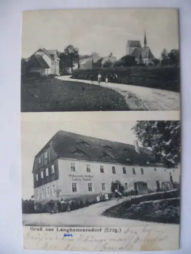 AK Langhennersdorf Erzgebirge Erbgerichts-Gasthof