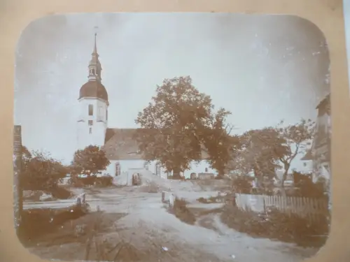 Großes altes Pappfoto Kirche Klix bei Bautzen