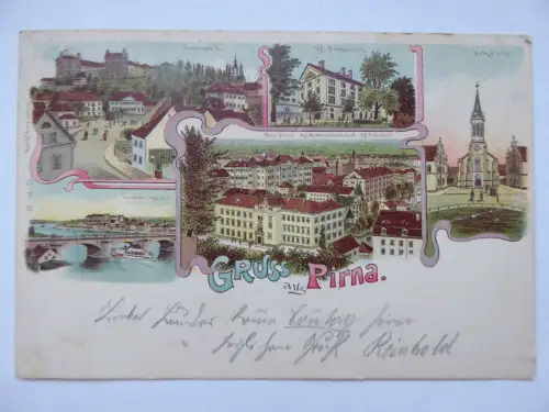 Litho-AK Pirna 5 Ansichten