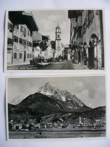 2 AK Mittenwald Oberer Markt u. Ort gegen Wetterstein