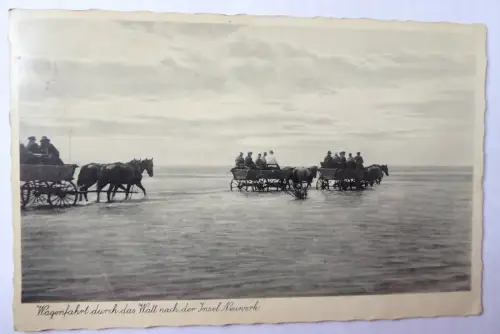 AK Cuxhaven Wagenfahrt durch das Watt nach der Insel Neuwerk