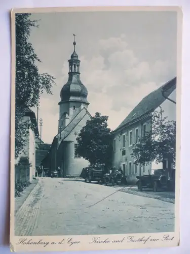 AK Hohenberg a.d. Eger Kirche und Gasthof zur Post