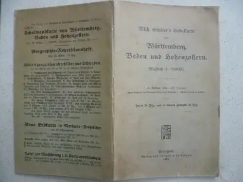 Schulkarte von Württemberg, Baden und Hohenzollern 1912