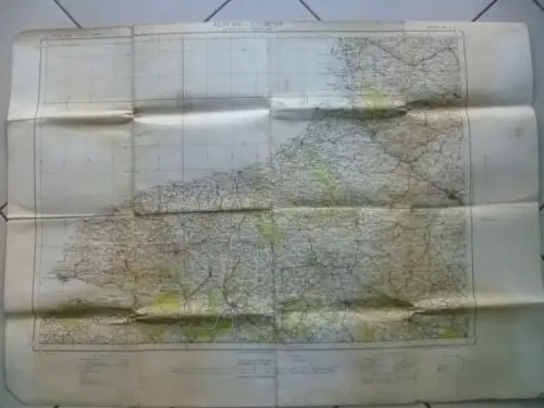 Englische Kriegskarte II.WK Havre-Amiens Frankreich Not to be published