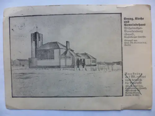 AK Wilhelmshof Brandenburg Havel Evang. Kirche und Gemeindehaus Entwurf