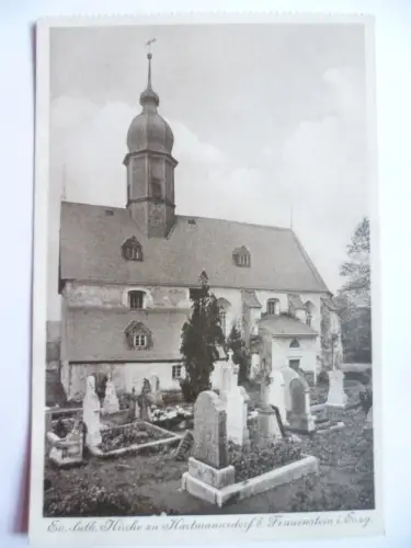 2 AK Hartmannsdorf bei Frauenstein Erzgebirge Kirche außen und innen