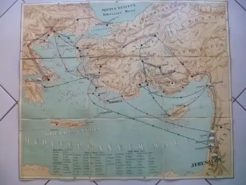 Alte große Wand?Karte Reisen des Apostel Paulus