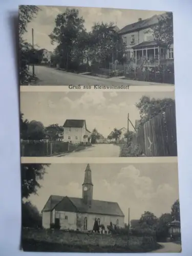 AK Kleinwolmsdorf bei Radeberg Straßenansichten u. Kirche