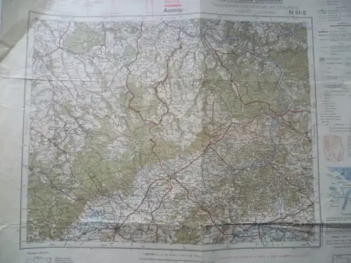 Karte von Deutschland 1:200000 N 51-2 Aussig/Pirna Nachkriegsverwendung