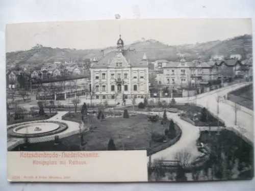 AK Kötzschenbroda Niederlössnitz Königsplatz mit Rathaus