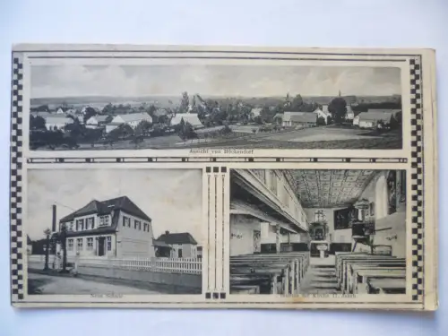 AK Höckendorf bei Königsbrück Ortsansicht Schule Kirche