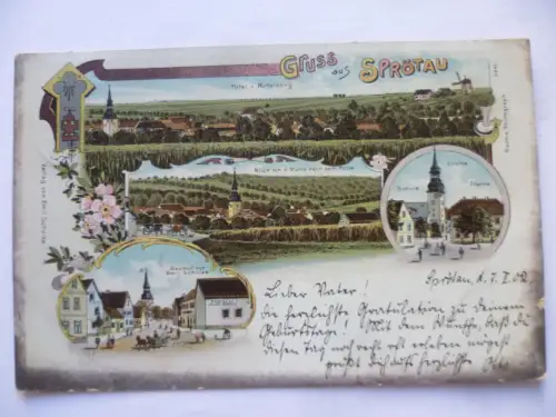 Litho-AK Sprötau Kr. Sömmerda 4 Ansichten