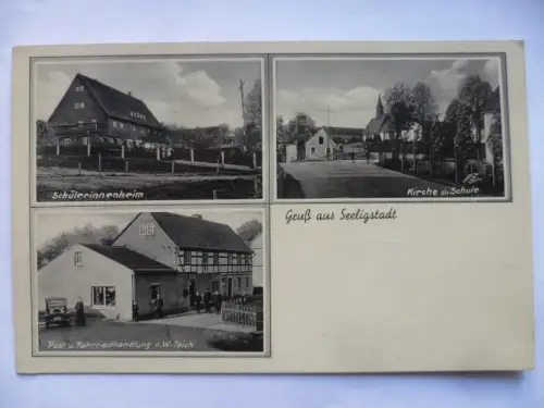 AK Seeligstadt Schülerinnenheim Kirche u. Schule Post u. Fahrradhandlung