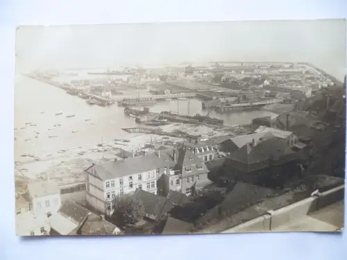 Foto-AK Helgoland Blick vom Oberland auf den Kriegshafen