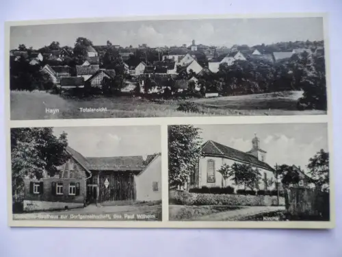 AK Hayn bei Erfurt Totalansicht Gemeinde-Gasthaus Kirche