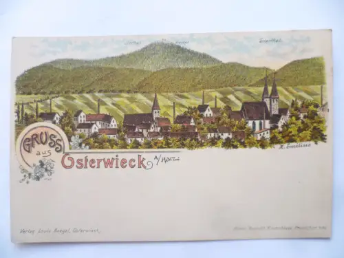 Litho-AK Osterwieck am Harz mit Brocken