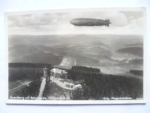 Foto-AK Auersberg mit Bergbaude Zeppelin Fliegeraufnahme
