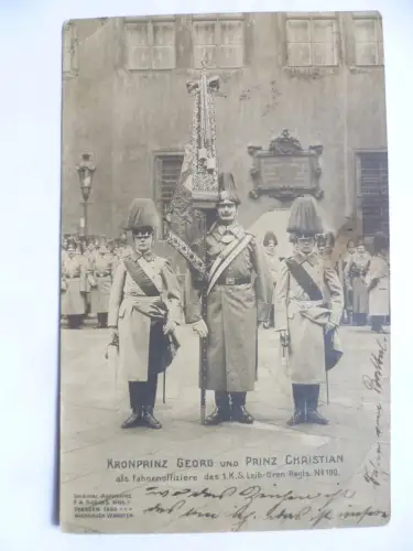 AK Sachsen Kronprinz Georg u. Prinz Christian als Fahnenoffiziere