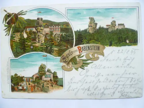 Litho-AK Rabenstein Zittauer Gebirge 3 Ansichten