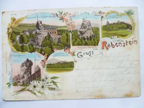Litho-AK Rabenstein Zittauer Gebirge 5 Ansichten