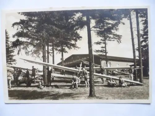 Foto-AK Fliegerlager Hänschberg Flugzeughalle