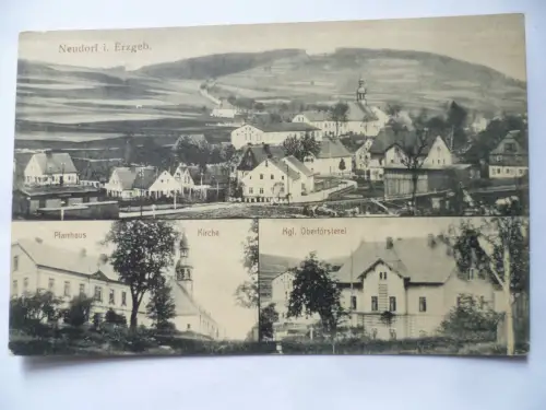 2 AK Neudorf Erzgebirge Pfarrhaus Oberförsterei