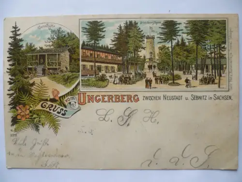 Litho-AK Ungerberg zwischen Sebnitz und Neustadt Sächsische Schweiz