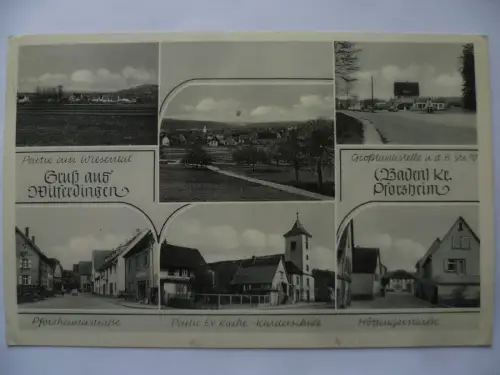 AK Wilferdingen (Baden) Großtankstelle Pforzheimerstraße Kirche Höttingerstraße