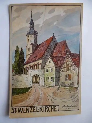 Künstler-AK Wurzen St. Wenzel-Kirche G. Müller