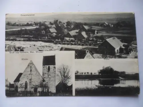AK Veltheim Bez. Minden Gesamtansicht Kirche Fähre