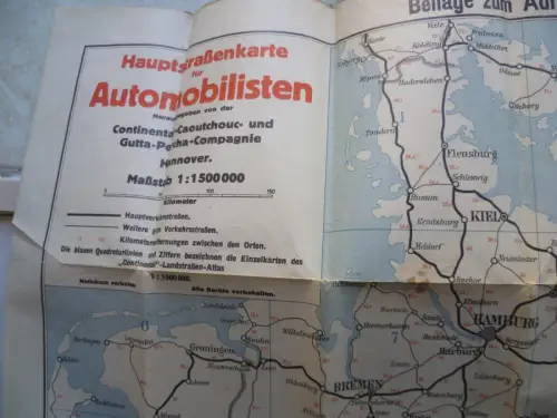 Hauptstraßenkarte für Automobilisten ADAC 1913