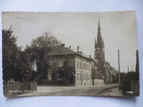 Foto-AK Weinböhla Kirche und Pfarrhaus