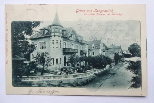 AK Langebrück Dresdner Straße am Bahnhof
