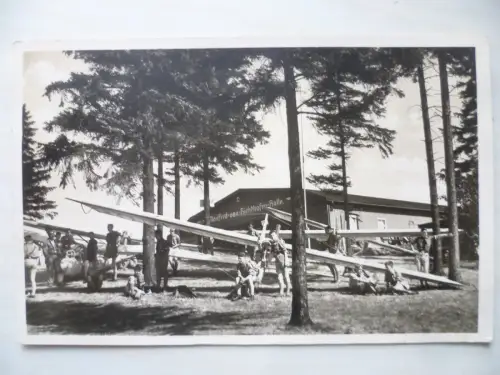 Foto-AK Fliegerlager Hänschberg Flugzeughalle
