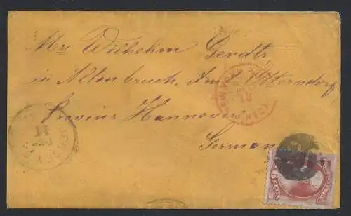 1879 USA, Nr. 78 6 Cent. rotbraun auf Brief für Deutschland