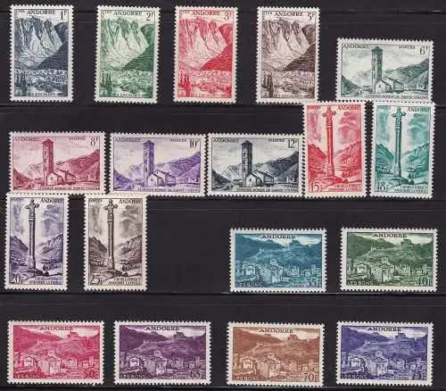 1955 FRANZÖSISCHES ANDORRA, Nr. 138/153 postfrisch/** (30 Fr.)