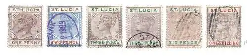 1886-87 ST. LUCIA - SG Nr. 39/42 4 Werte GEBRAUCHT