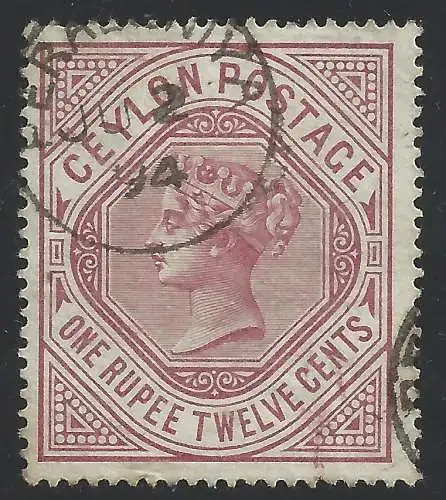 1887 CEYLON - SG Nr. 201 1r12 stumpf/rosa GEBRAUCHT