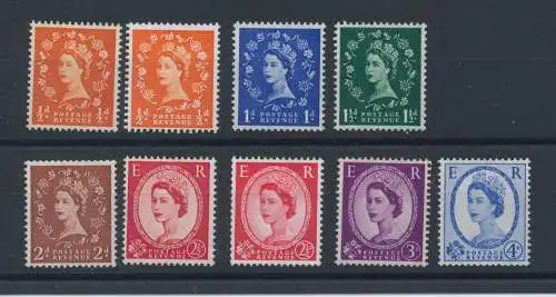 1959/60 GROSSBRITANNIEN GROSSBRITANNIEN ElisabettaII 327/32Ar F. Umgekehrt postfrisch**