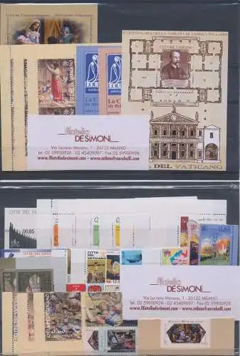 2008 Vatikan, neue Briefmarken, komplettes Jahr 29 Werte + 6 Blätter + 1 Heft - postfrisch **