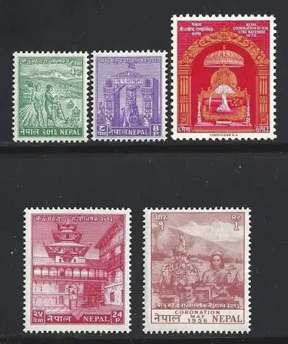 1956 NEPAL, SG Nr. 97/101 5 MLH/* LINGUELLATA SERIE