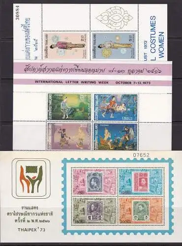 1972-73 Thailand - Los von 3 MS 727-774-780 £ 155 MNH**