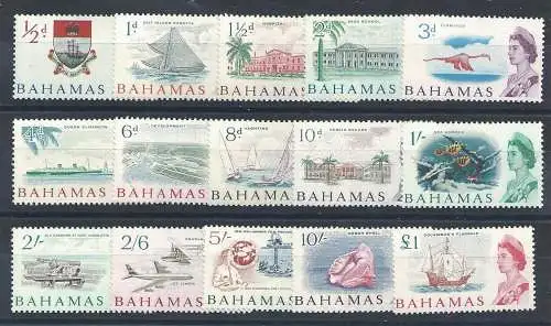 1965 Bahamas - SG. n. 247/261, Elisabeth II., 15 Werte, postfrisch**