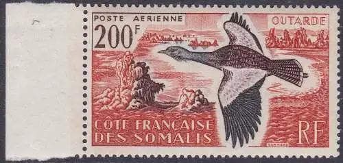 1960 COTE DES SOMALIS - Yvert Luftpost Nr. 28 - 200 Franken Orange violett und schwarz - Outarde - postfrisch**