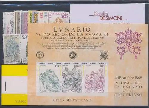 1982 Vatikan, neue Briefmarken, komplettes Jahr, 13 Werte + 1 Blatt + 1 Heft - postfrisch **