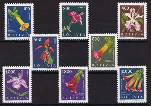 1962 BOLIVIEN, Blumen, Yvert Nr. 426/429 + PA 218/221 8 MNH/** Werte