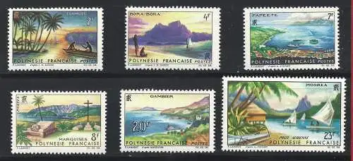 1964 POLYNESIEN - Polynesische Landschaften, Nr. 30/34 + PA 9 MNH**