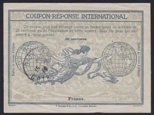 1907 FRANKREICH, COUPON-RESPONSE INTERNATIONAL TYP 'ROM' Storniert