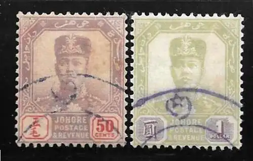 1904 Malaysische Staaten JOHORE - SG 69/70 GEBRAUCHT