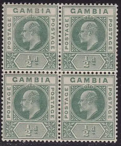 1902 GAMBIA, SG 45 Viererblock MLH/MNH